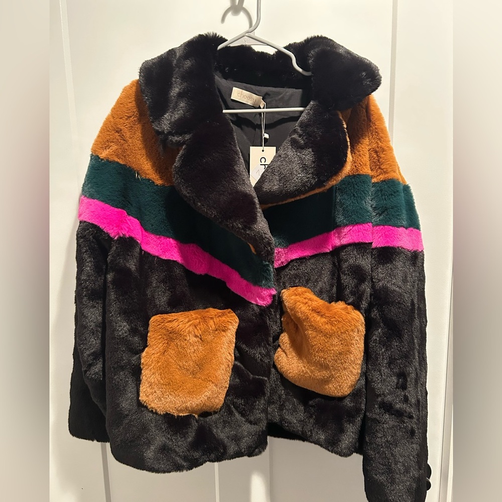 Multicolor Faux Fur Jacket